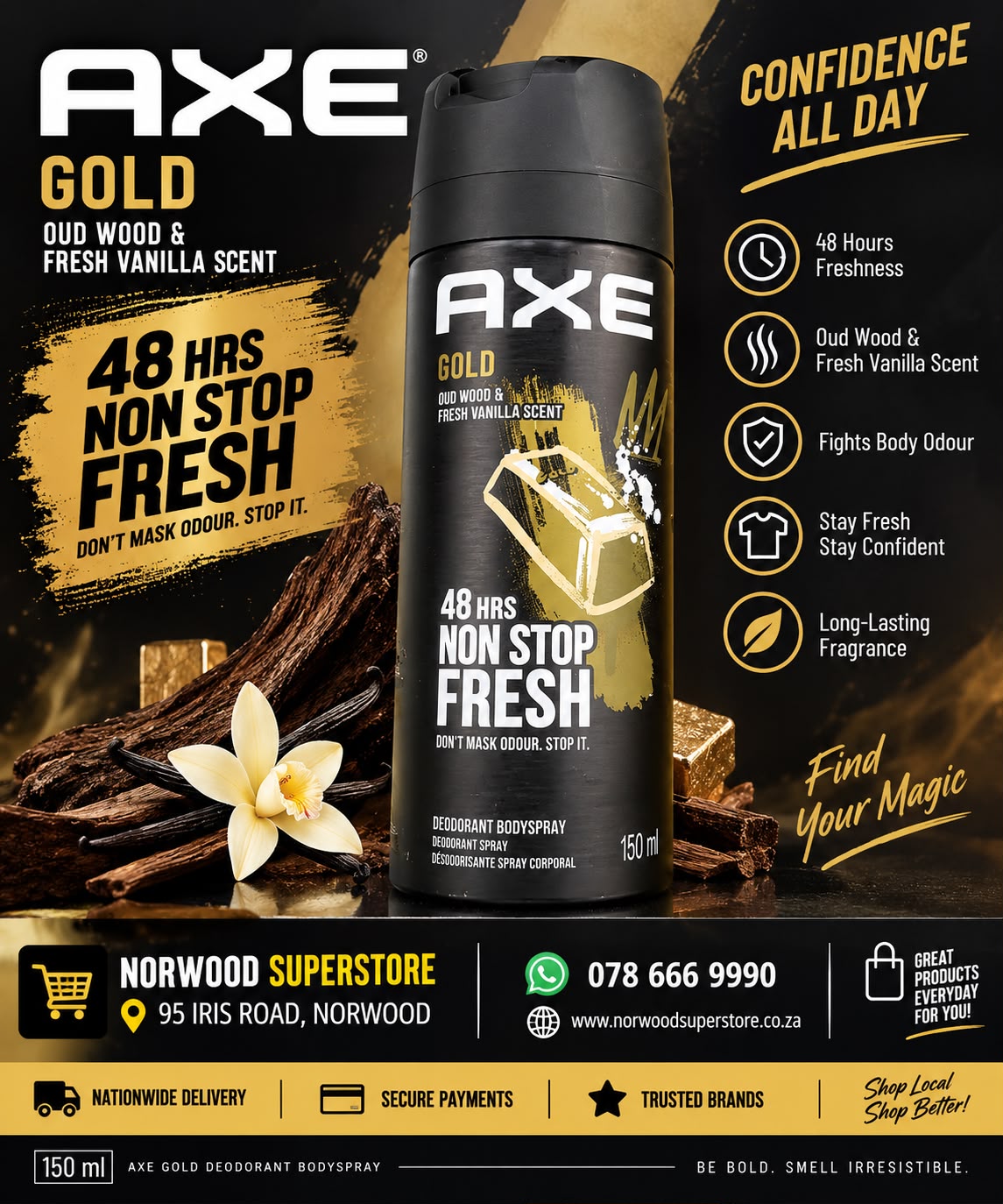 AXE GOLD DEODORANT BODYSPRAY 150ML