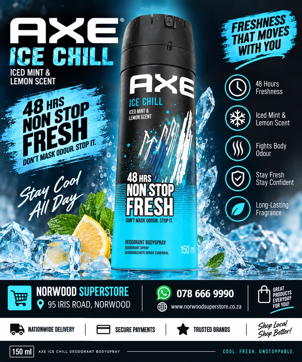 AXE ICE CHILLI DEODORANT BODYSPRAY 150ML
